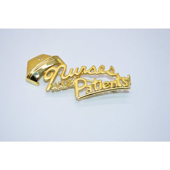 AJC Jewelry - AJC Nurses Have Patients Gold Tone Vintage Pin Bro